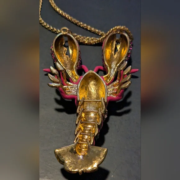 Betsey Johnson Pink and Gold Lobster Necklace - Picture 6 of 14